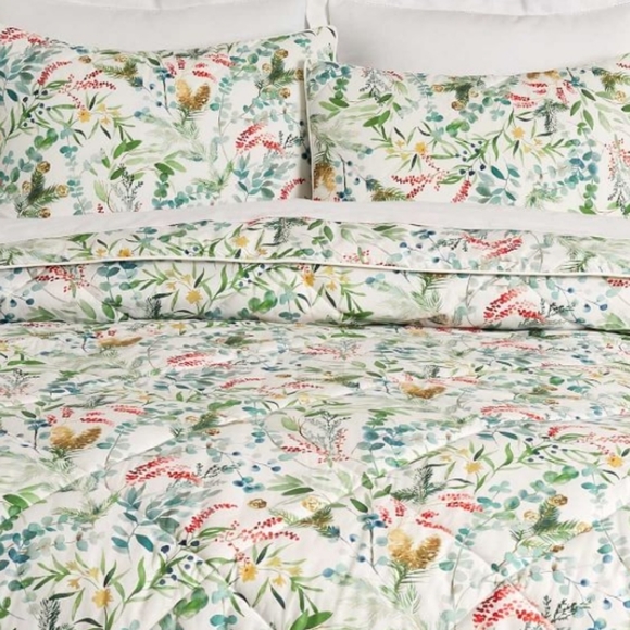 Pottery Barn Noel Botanical Percale King Shams - Picture 9 of 10